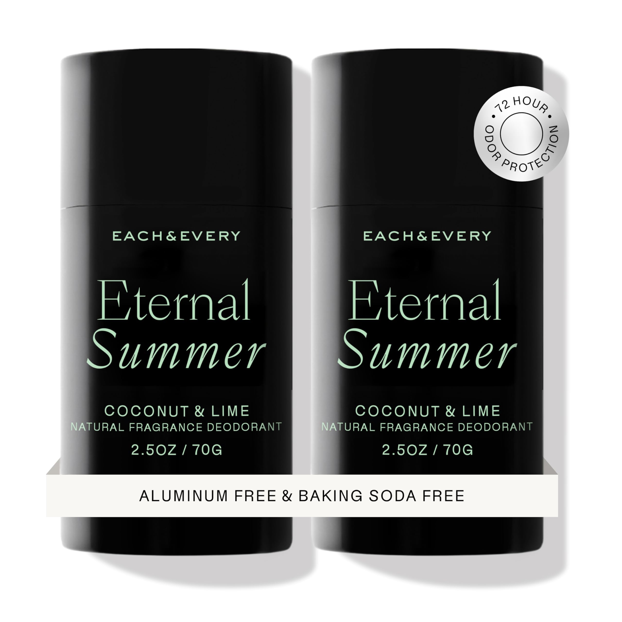 Each & Every coconut lime pack shot shows aluminum-free freshness for daily wear