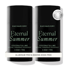 Each & Every coconut lime pack shot shows aluminum-free freshness for daily wear
