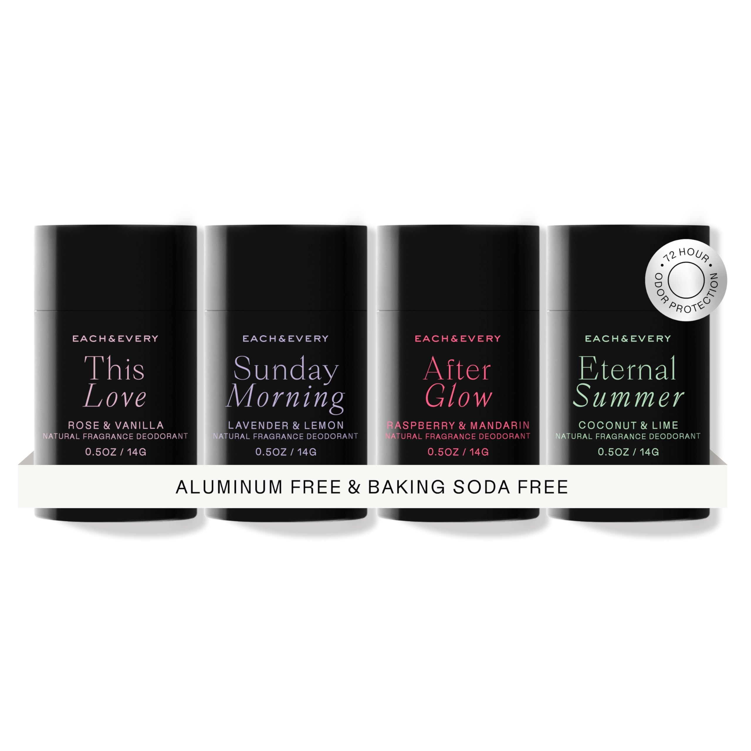 Each & Every Raspberry-Mandarin deodorant stick shown for daily wear with bright scent