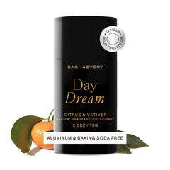 Each & Every aluminum-free deodorant packaging shows eco-friendly design for daily use.