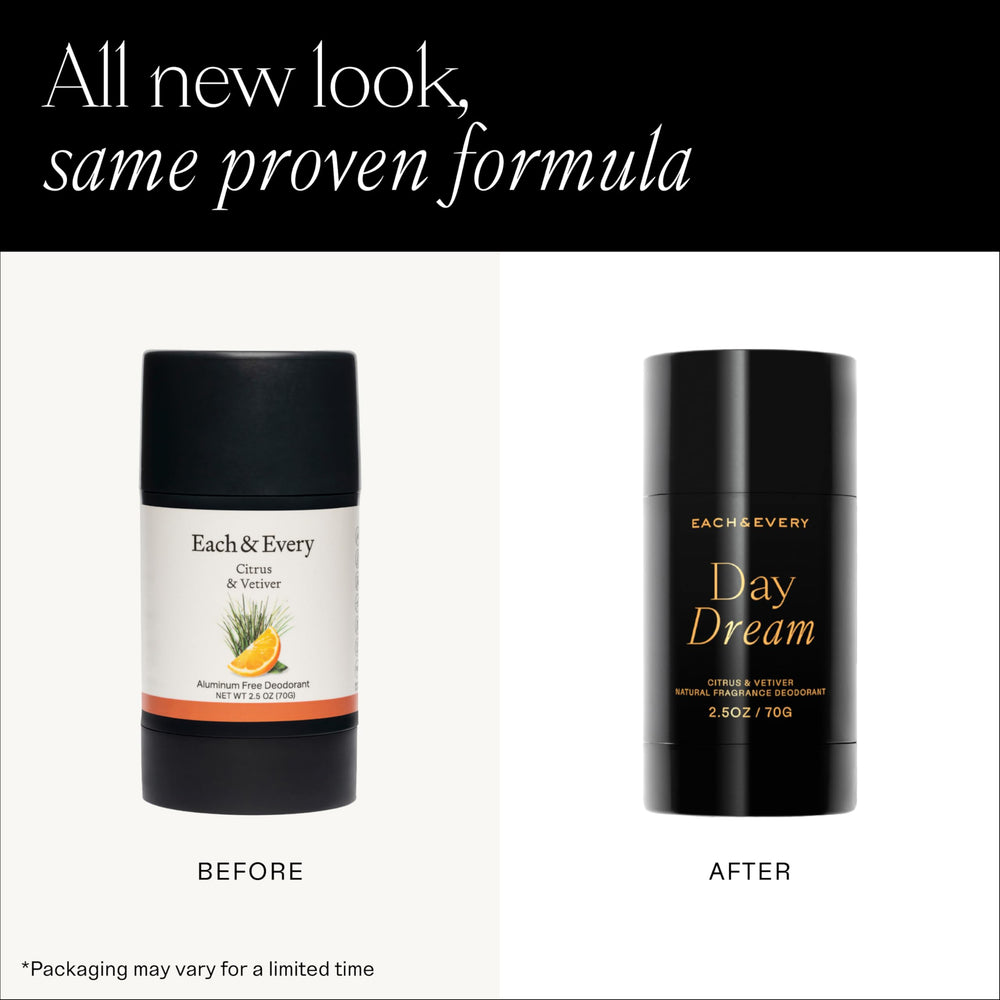 Each & Every citrus-vetiver scent note suggests bright, refreshing daily fragrance.