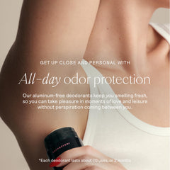 Each & Every deodorant texture close-up reveals creamy glide for sensitive skin.