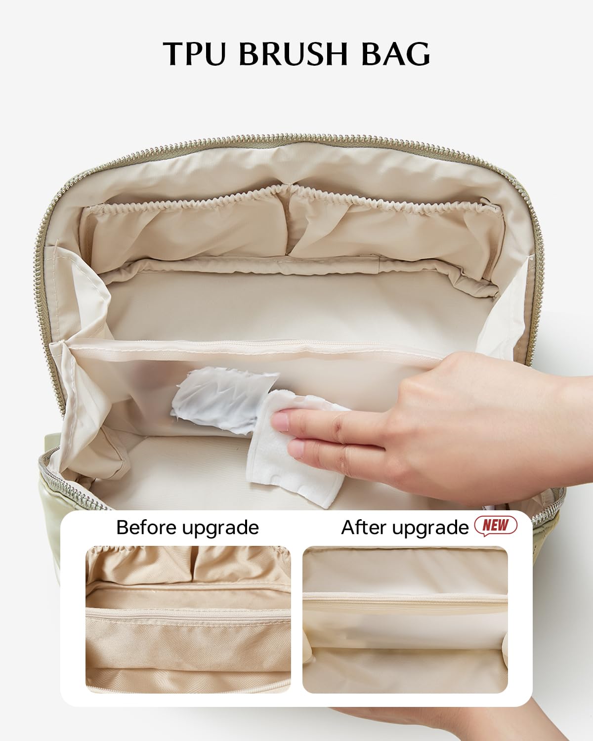 Eachy makeup bag brush organizer keeps tools tidy during travel.