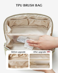 Eachy makeup bag brush organizer keeps tools tidy during travel.