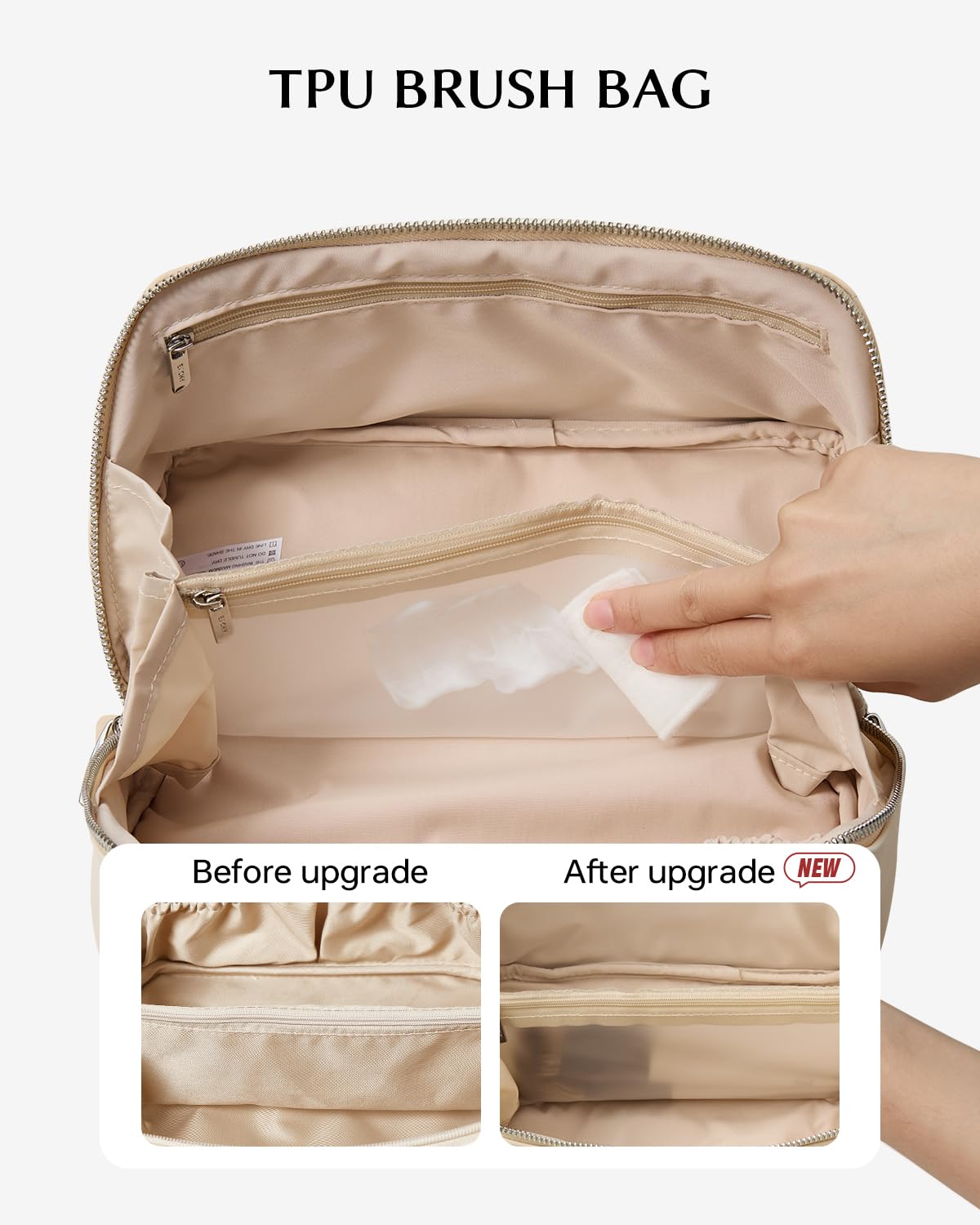 Eachy makeup bag clear TPU brush pocket shows tools for fast access