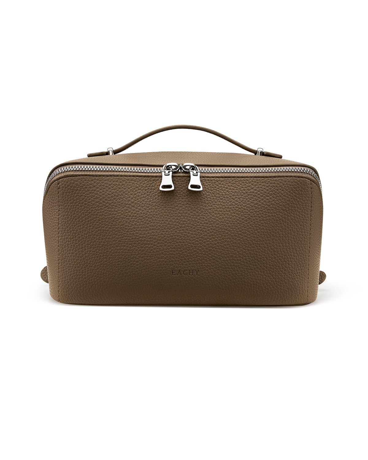 EACHY makeup bag shows lychee-grain PU leather texture for premium look and feel.