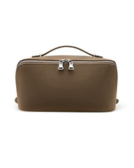 EACHY makeup bag shows lychee-grain PU leather texture for premium look and feel.