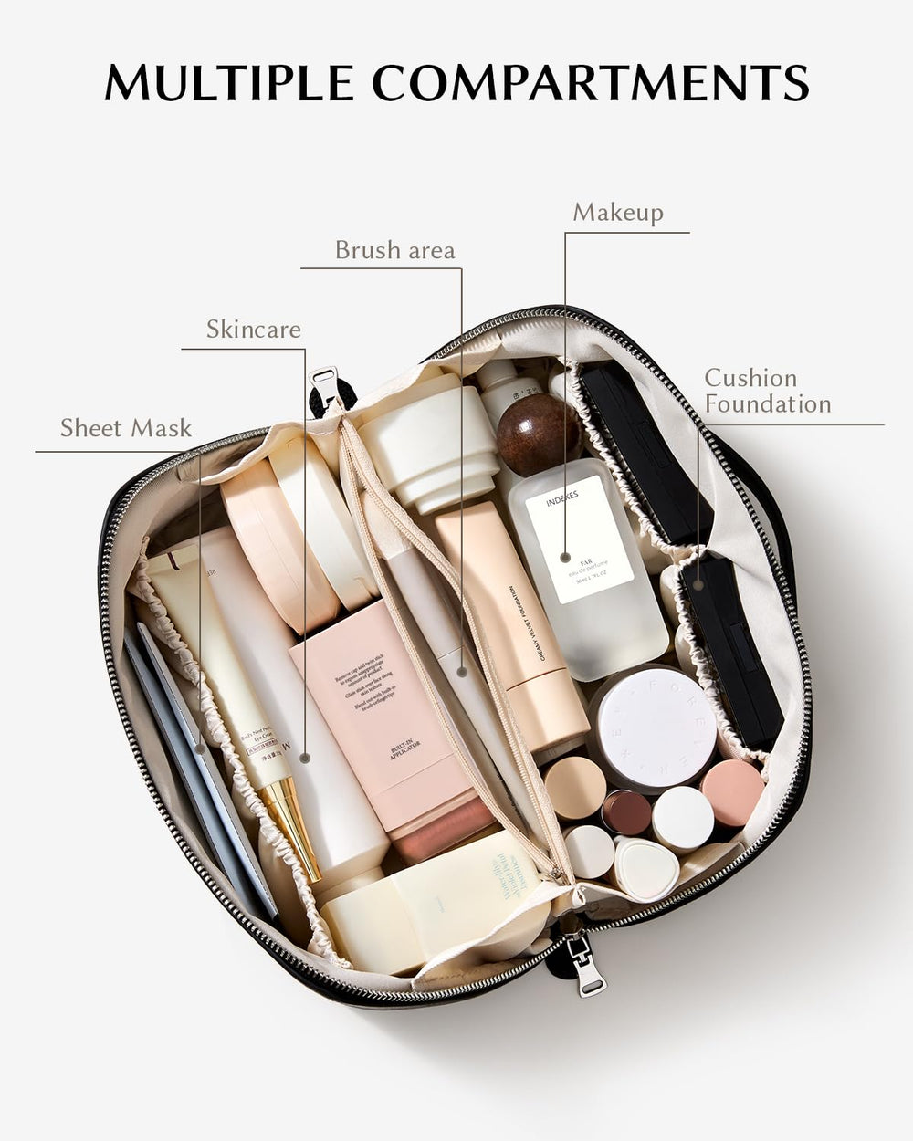 EACHY makeup bag lychee texture material with stylish durable look