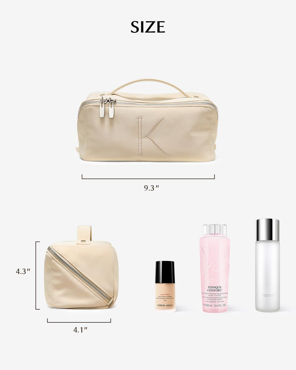 Eachy makeup bag reinforced handle closeup highlights comfortable grip