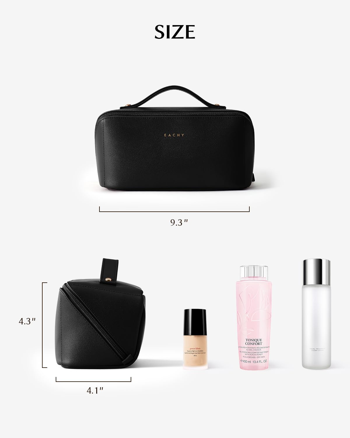 EACHY Travel Makeup Bag with durable lining keeps contents protected during trips.