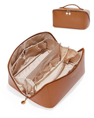 Eachy travel makeup bag flat-open design for easy access on trips.
