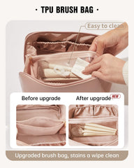 EACHY travel makeup bag inner pockets keep cosmetics organized and easy to find.