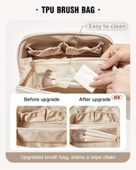 EACHY Travel Makeup Bag inner pockets keep items neatly separated.