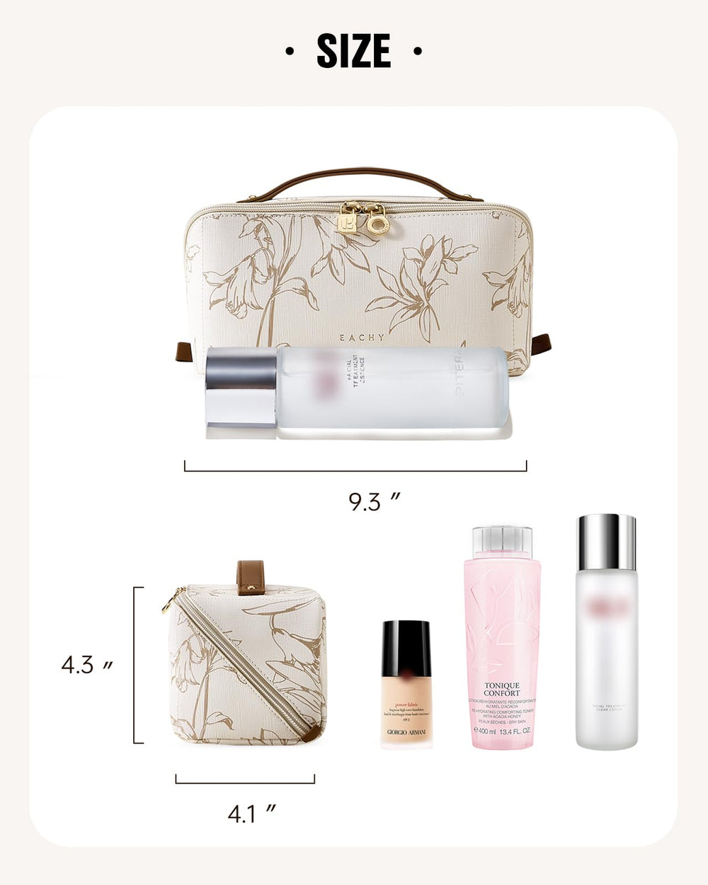 Eachy Travel Makeup Bag multi-use layout works as a toiletry bag