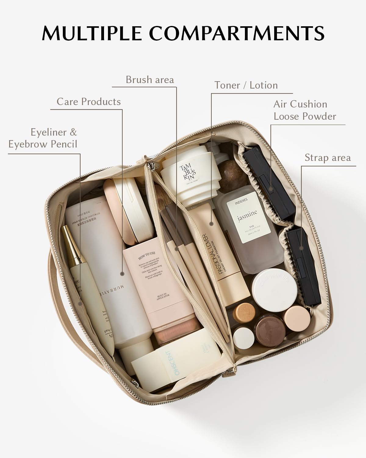 Eachy travel makeup bag open 180-degree design for quick access to essentials