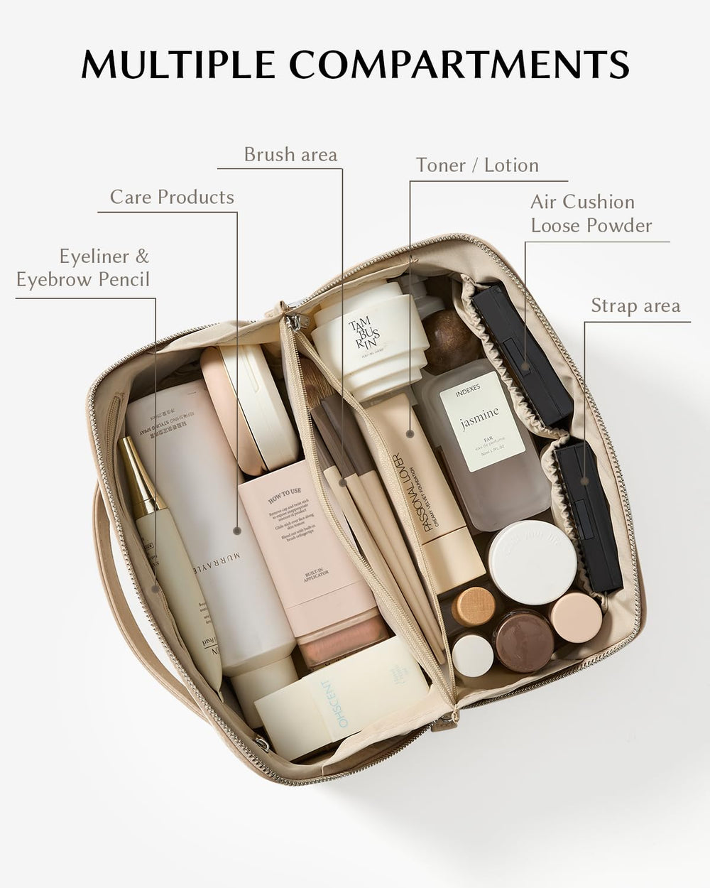 Eachy travel makeup bag open 180-degree design for quick access to essentials