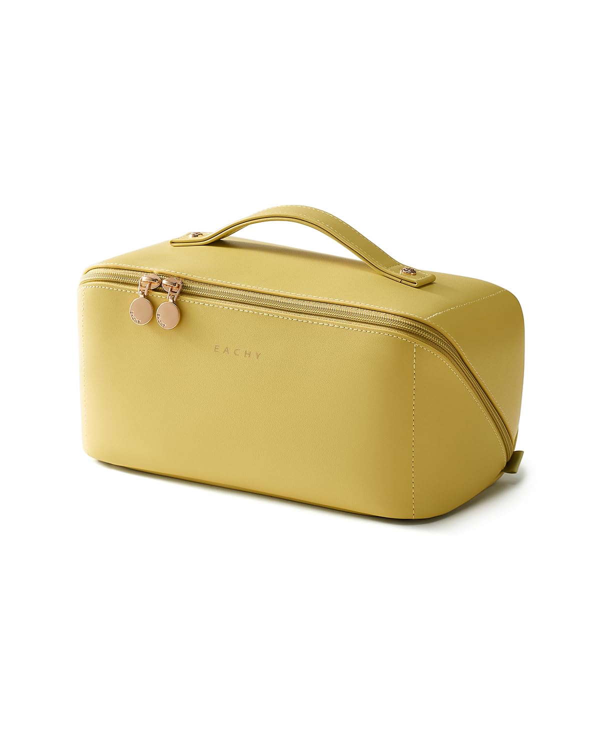 Eachy travel makeup bag open-flat view for quick, easy packing on the go.