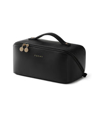 Eachy travel makeup bag open-flat view shows essentials accessible during trips.