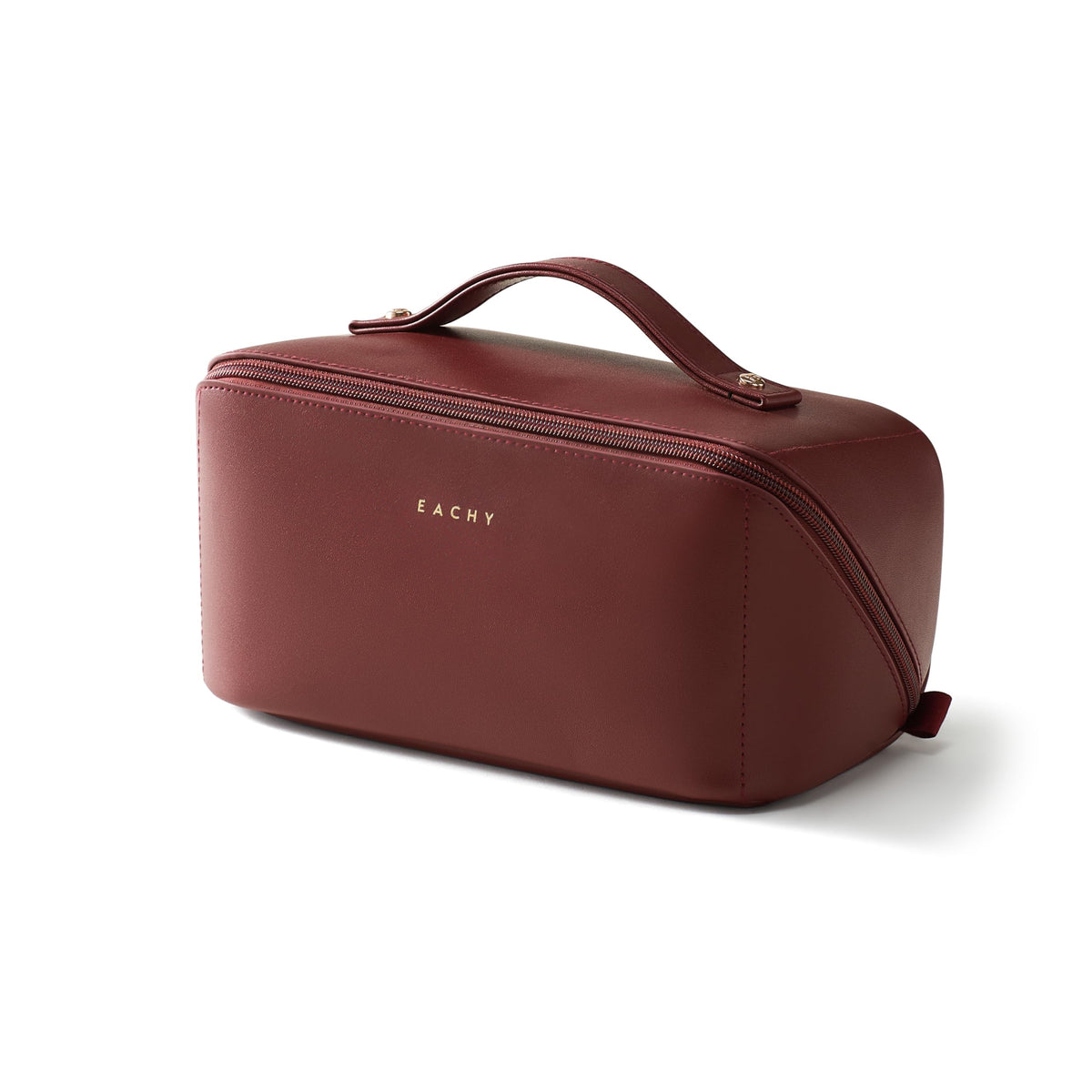 EACHY travel makeup bag opens flat for quick access during travel.