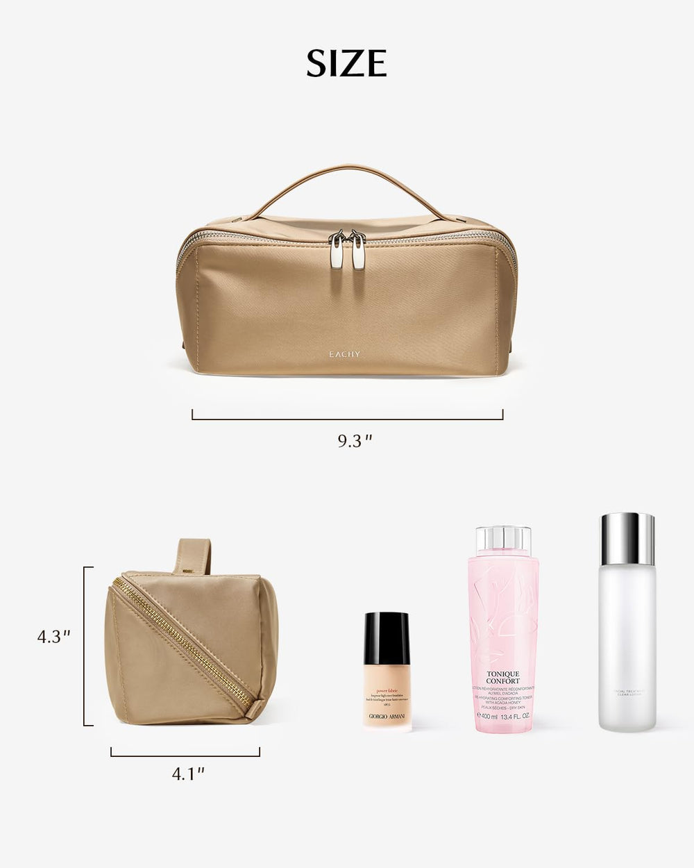 Eachy travel makeup bag packaging with air cushion protects during transit