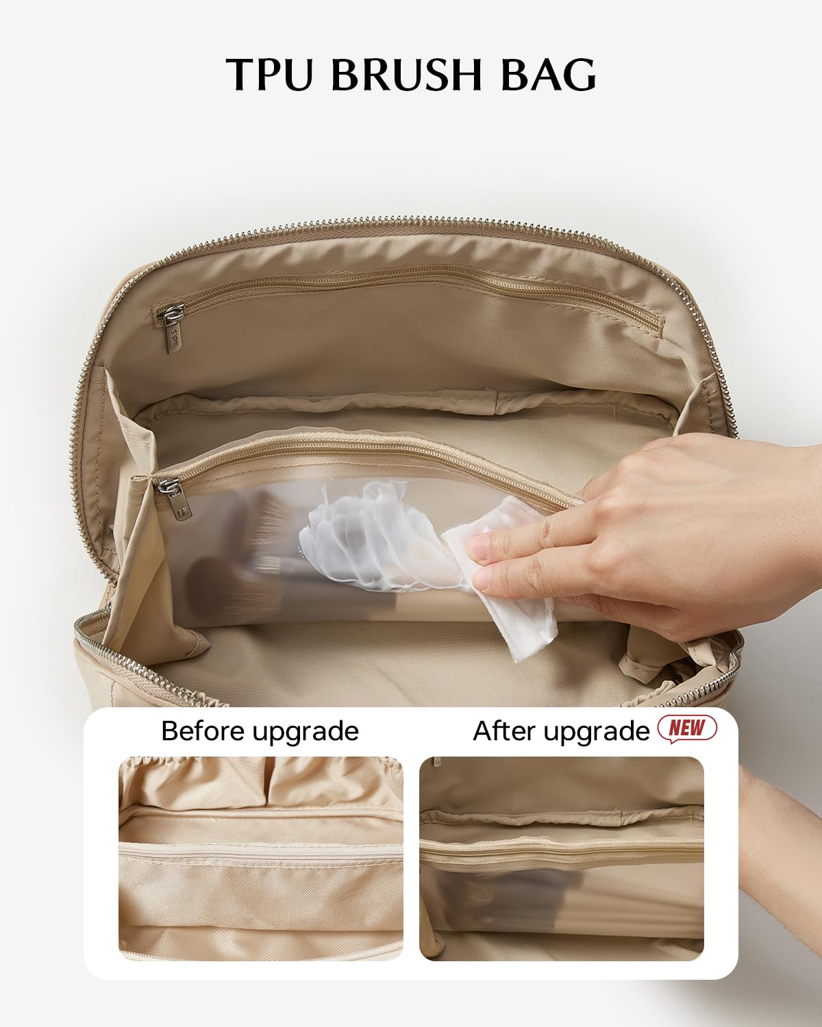 Eachy travel makeup bag structured silhouette with reinforced handle for easy portability