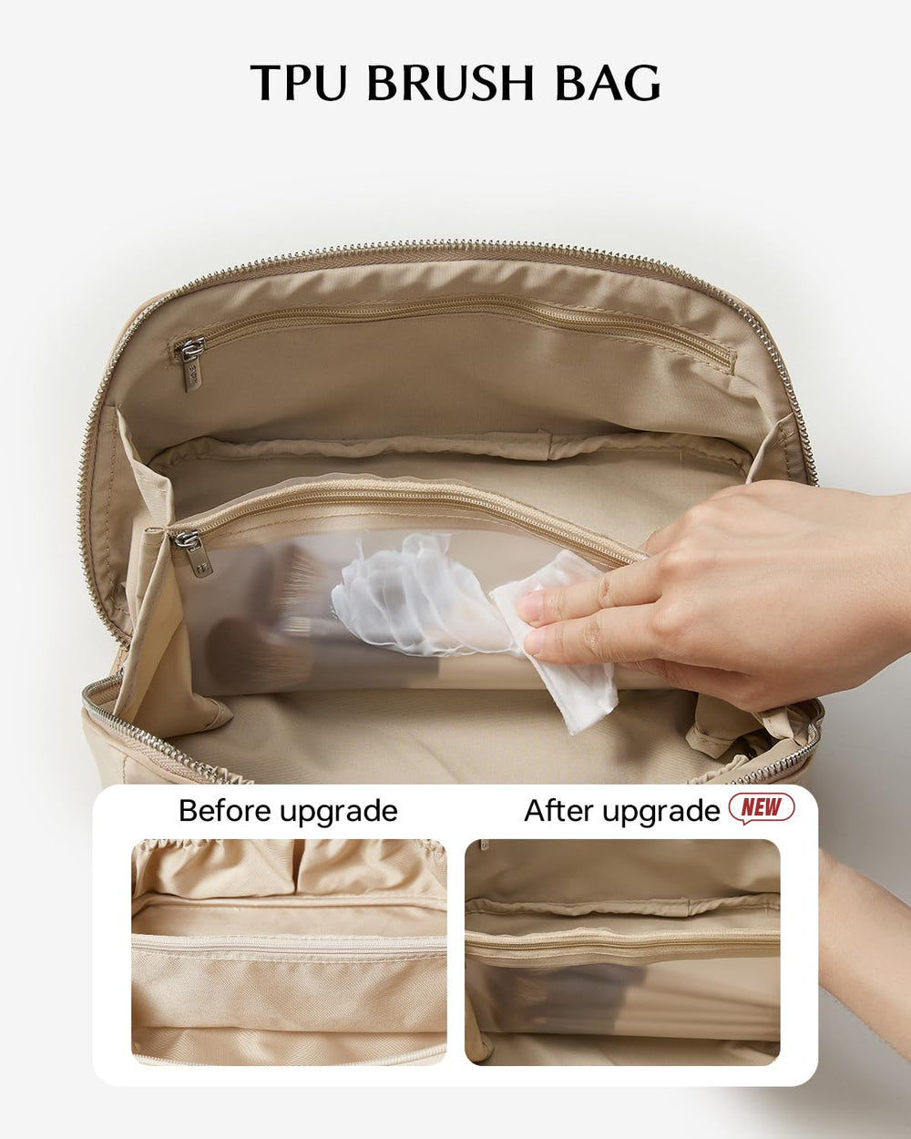 Eachy travel makeup bag structured silhouette with reinforced handle for easy portability
