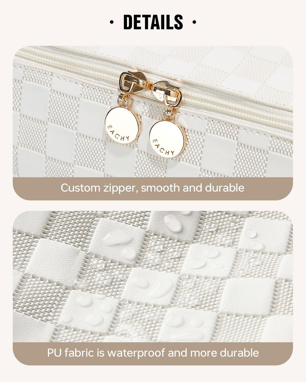 EACHY Travel Makeup Bag versatile use for travel, purse, or toiletries.