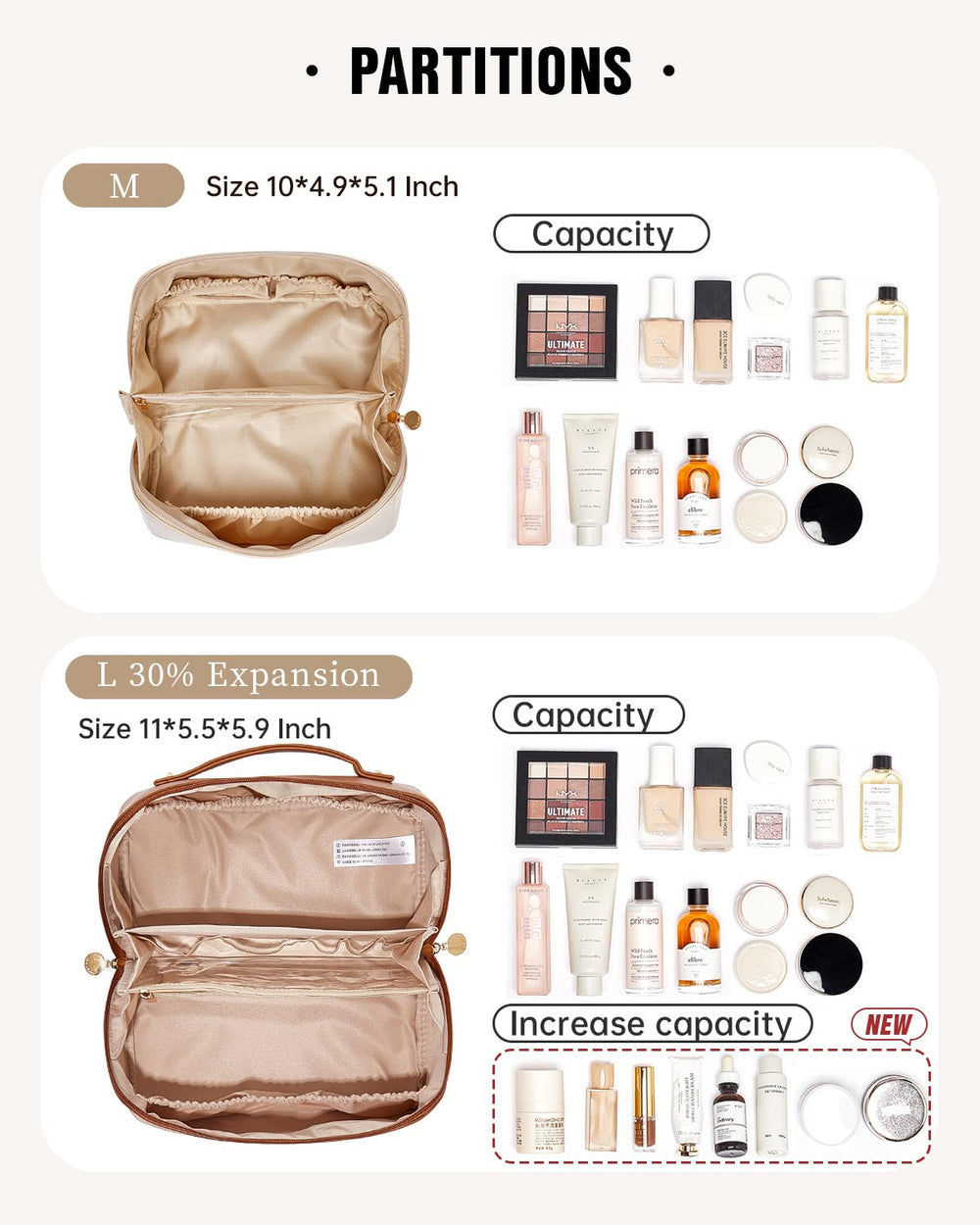 Eachy waterproof PU leather exterior resists spills and wipes clean.