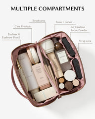 EACHY travel makeup bag wide-opening zipper demonstrates easy access during busy trips