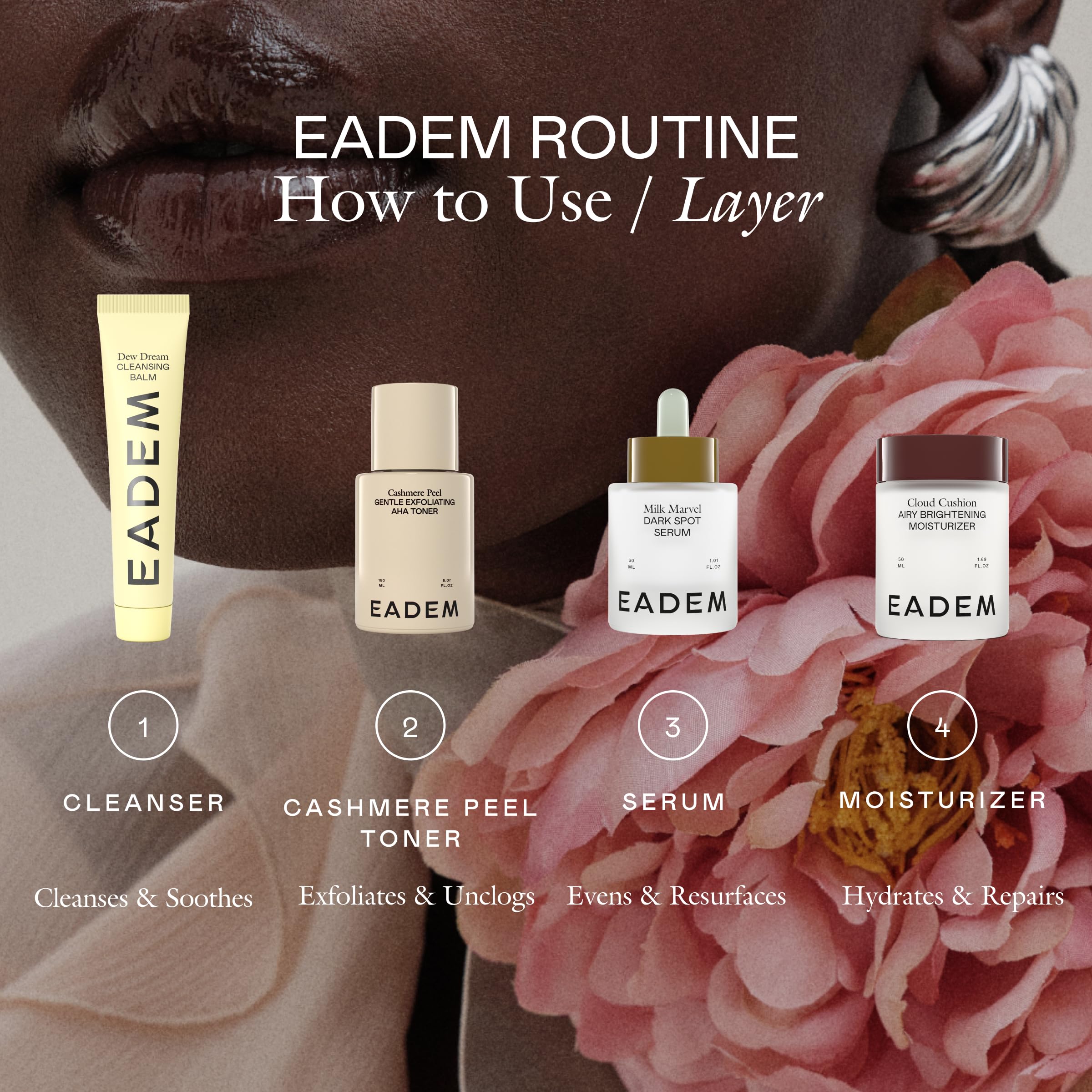 EADEM Cashmere Peel on damp skin during day or night routine
