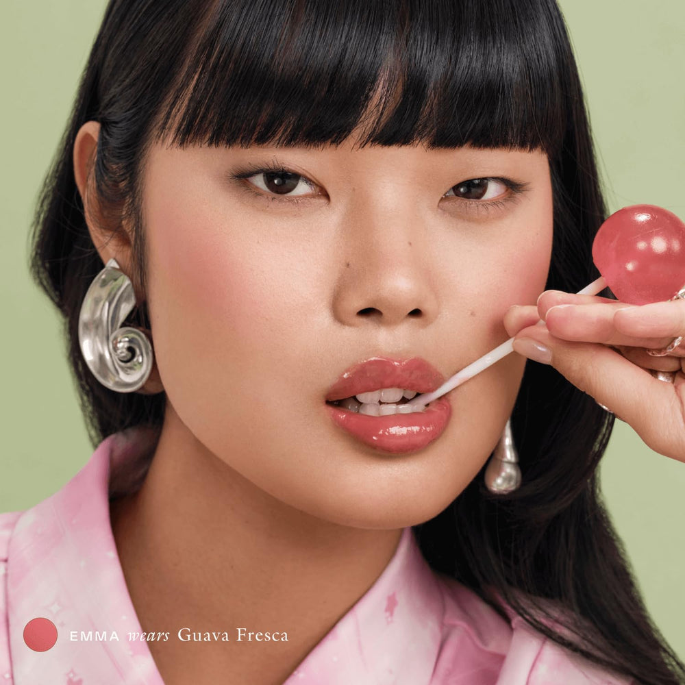 EADEM Le Chouchou balm Guava Fresca cap setup highlights minimalist fragrance-free shine.