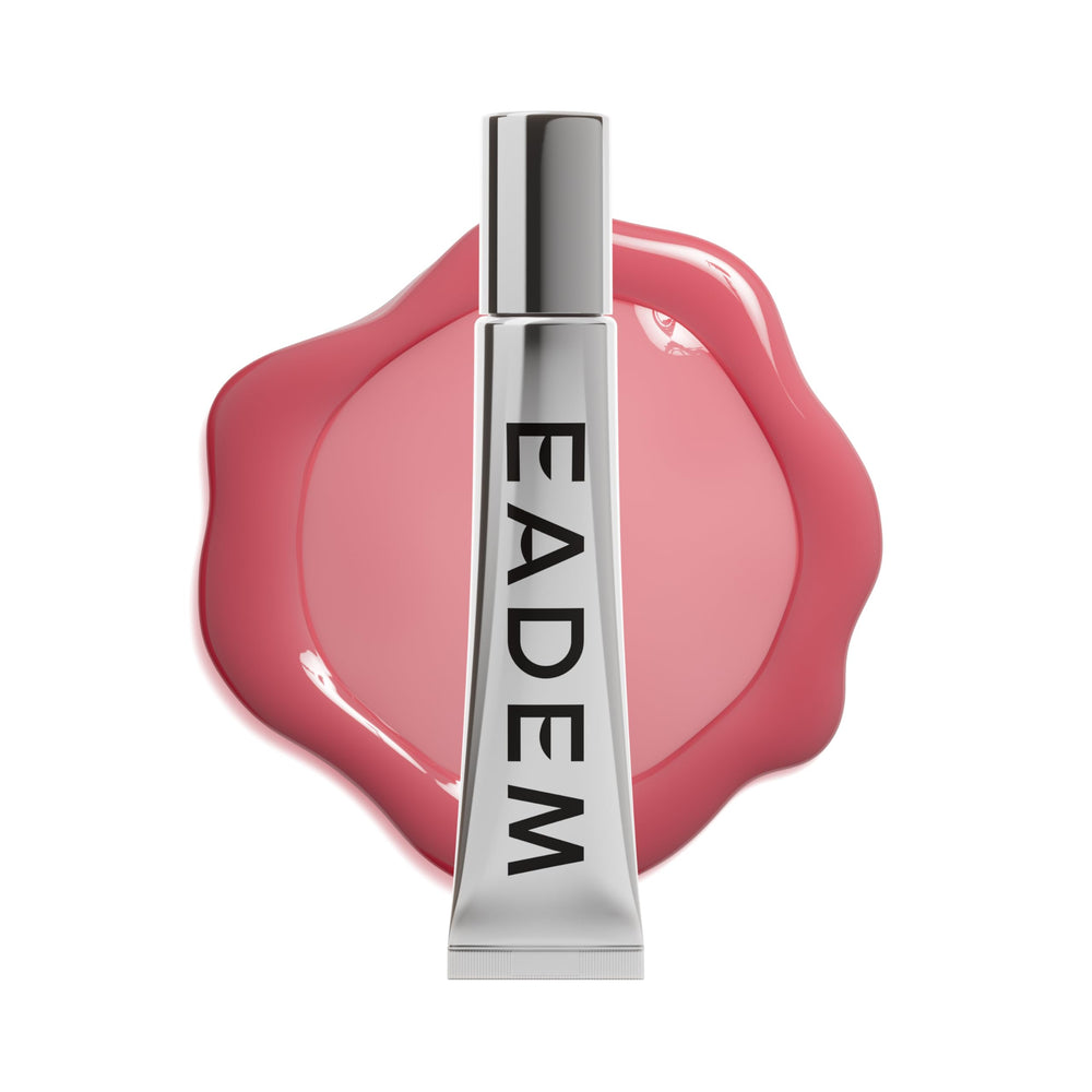 EADEM Le Chouchou Guava Fresca tube close showing clear, glossy lip hydration.