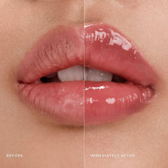 EADEM lip-care glide demonstrated as smooth, non-sticky gloss for daily wear.