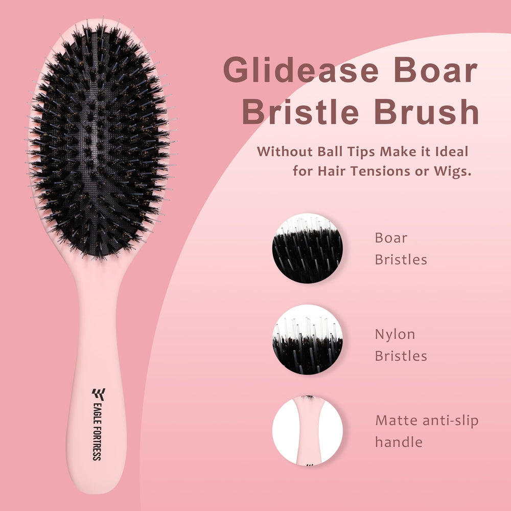 Eagle Fortress Glidease nylon-bristles detangle wet or dry hair with gentle glide.
