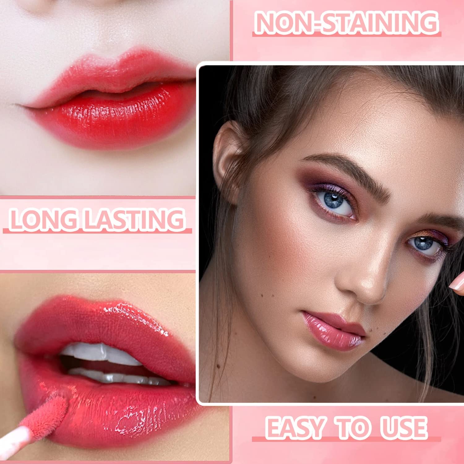 Eakroo lip tint on lips demonstrates moisturizing, long-lasting color