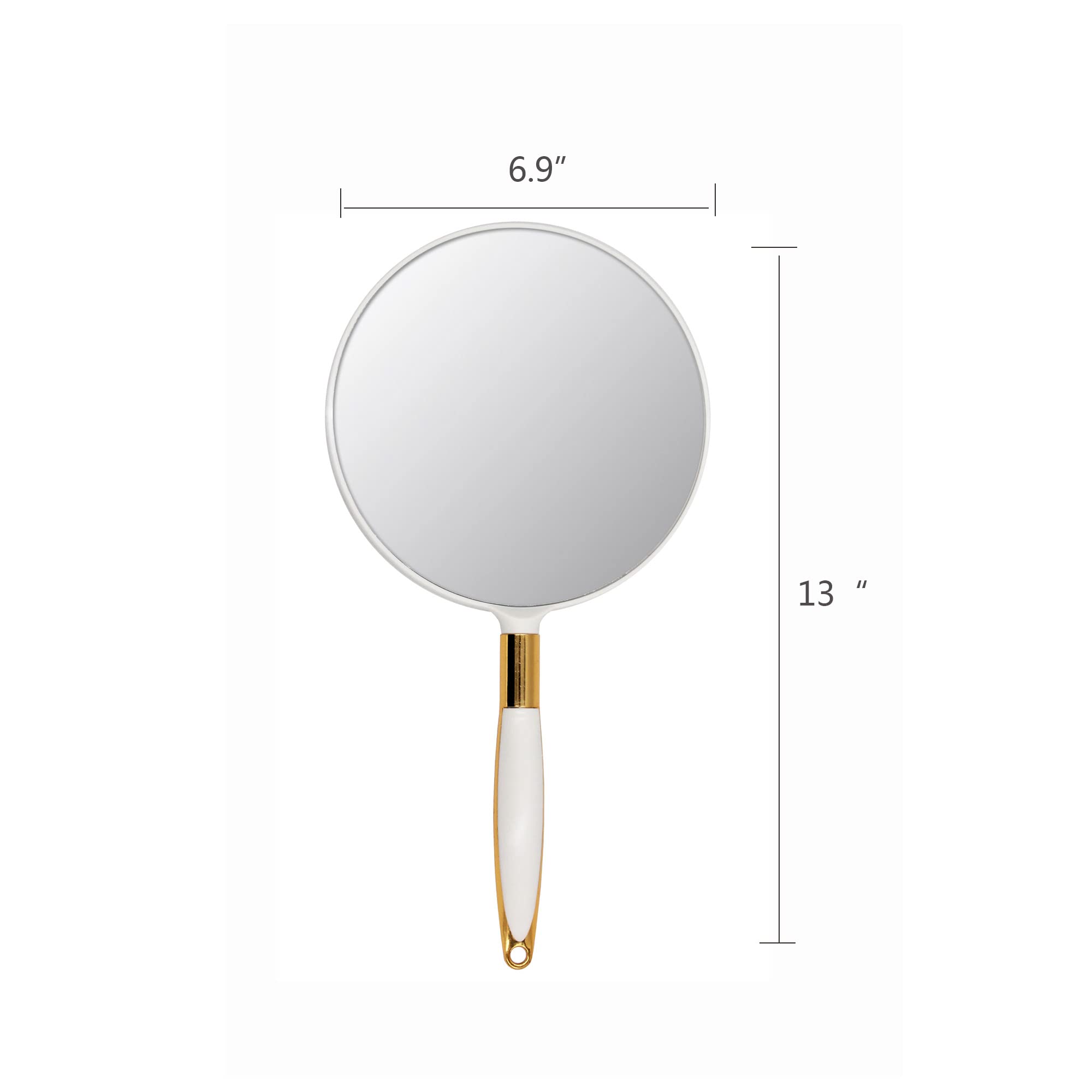 Eaoundm Round Hand Mirror grip close-up highlighting silky, comfortable handling.