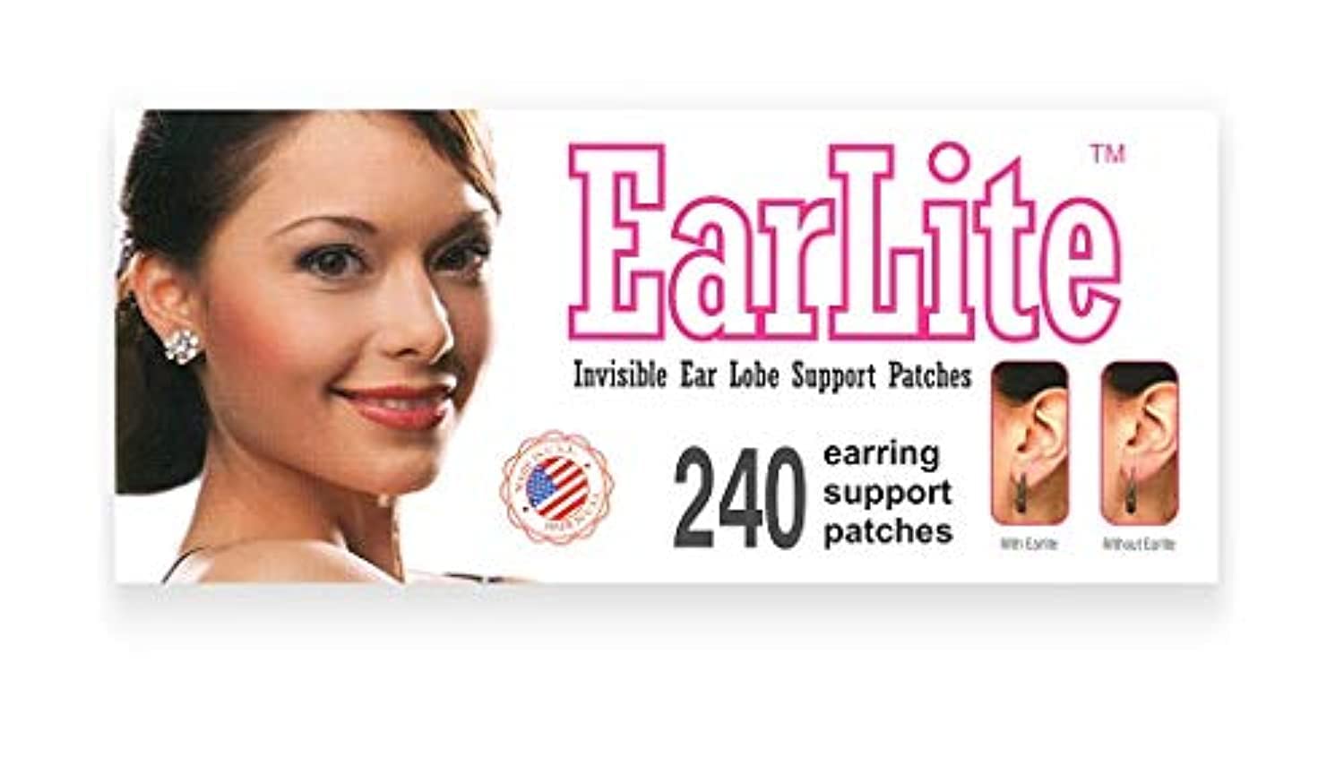 EarLite 240 patches in a clear ziplock pack provide discreet ear support.