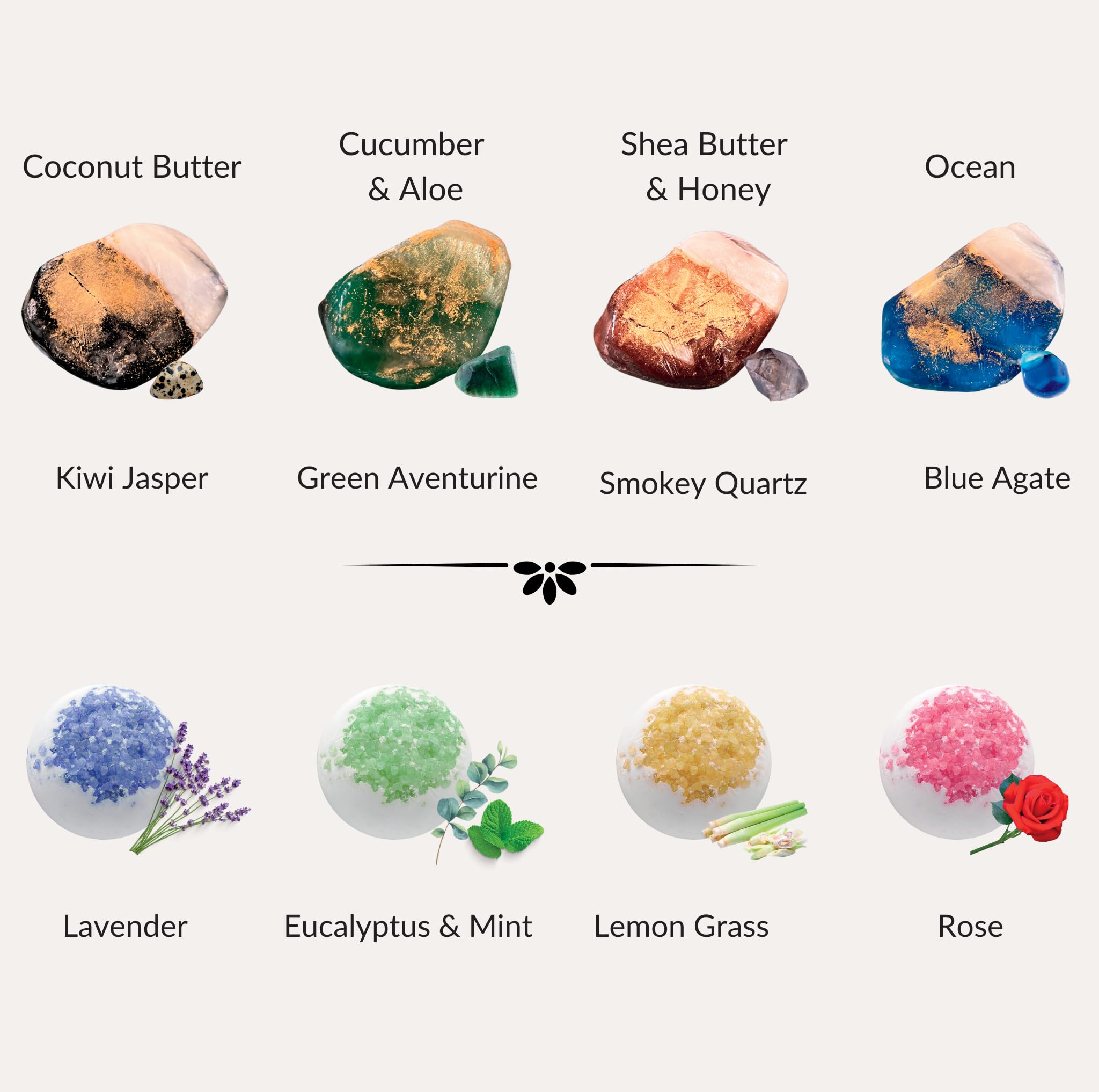 Earth & Home decorative rock soaps perfect for display in bathroom, kitchen, or spa.