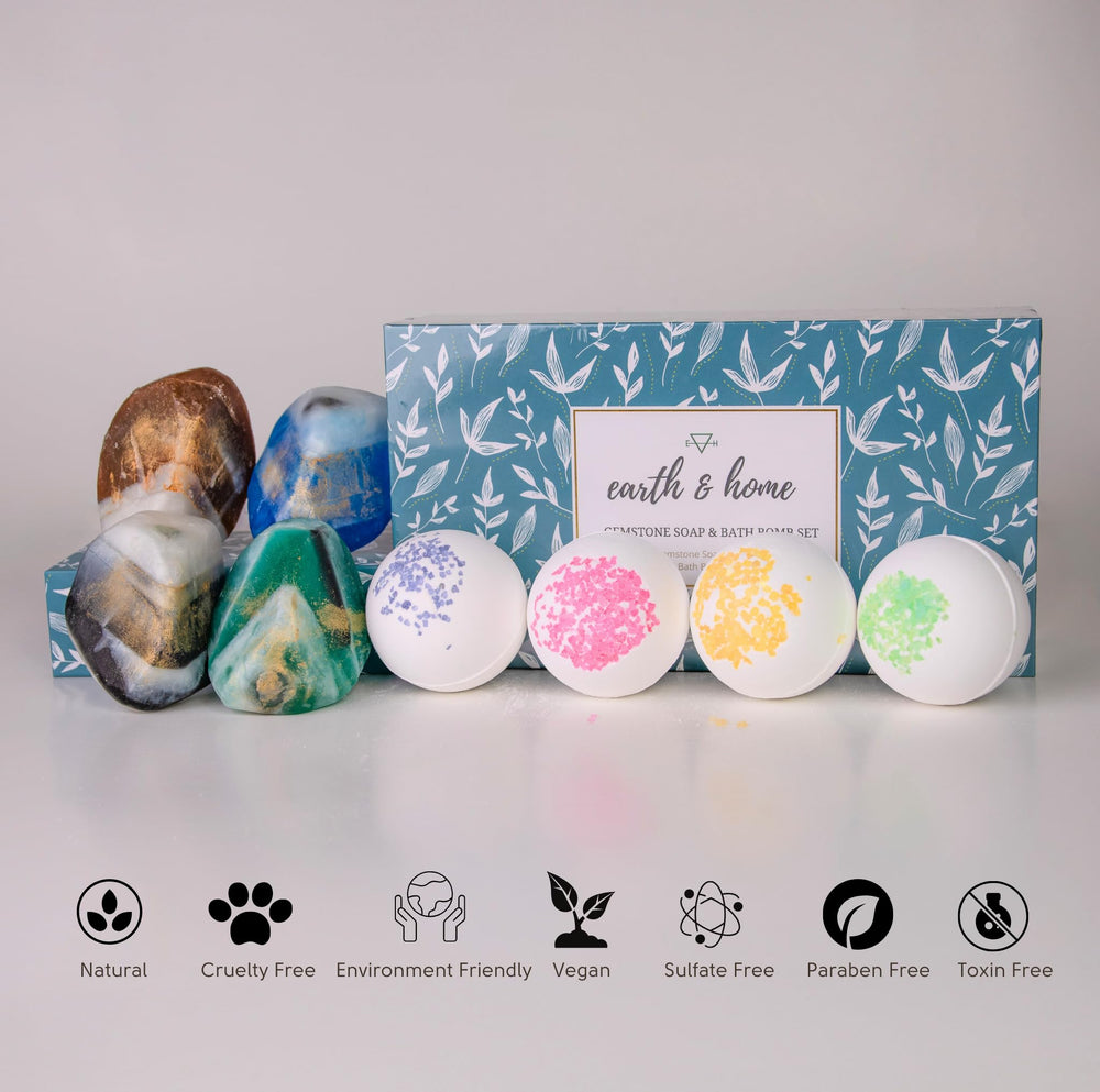 Earth & Home green jade soap with cedarwood and bergamot scent for a refreshing shower.