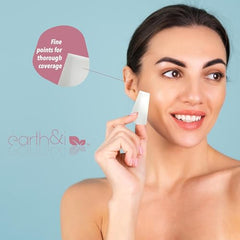 Earth & I disposable triangle makeup sponges highlighting mess-free use.