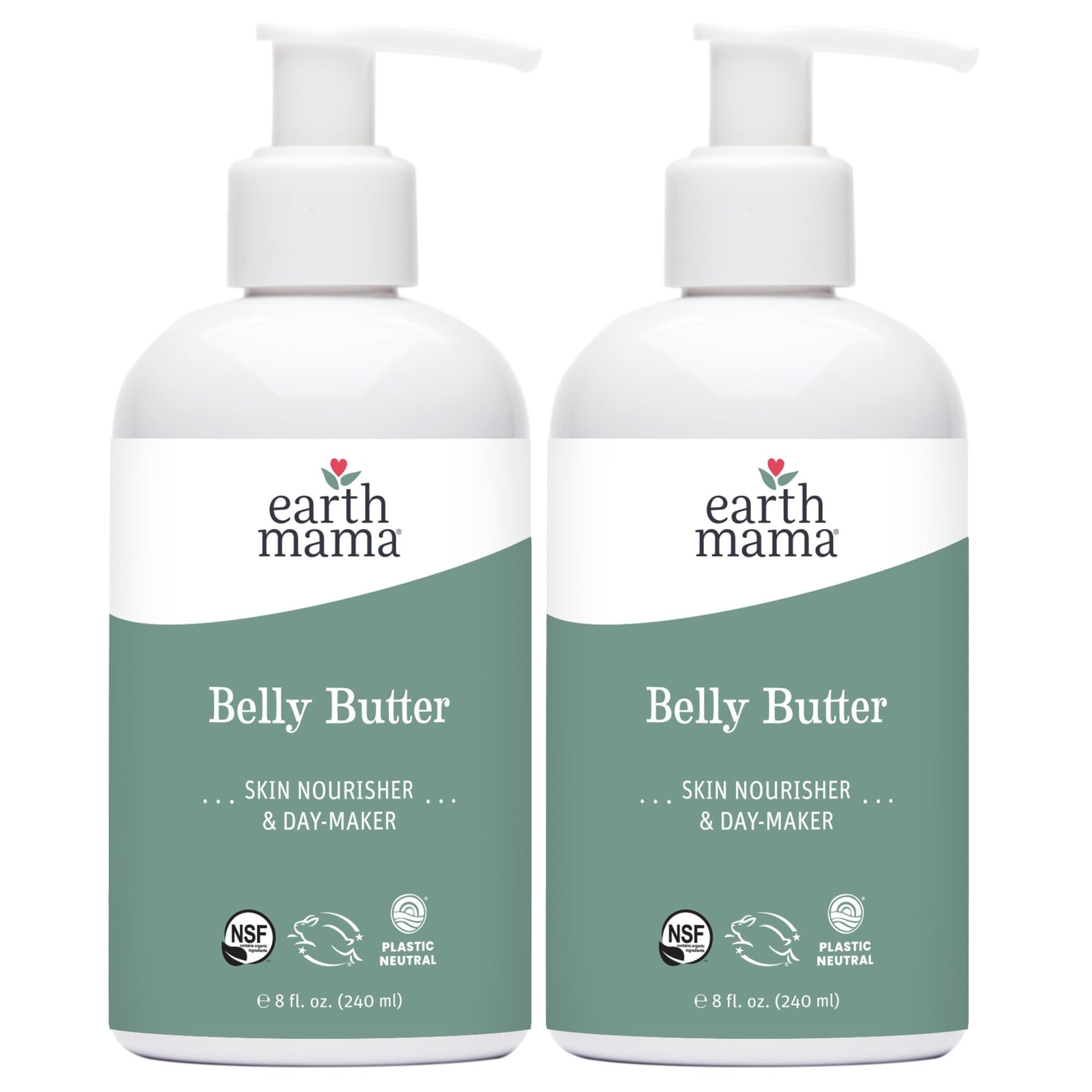 Earth Mama Belly Butter jar closeup shows rich texture for dry skin care.