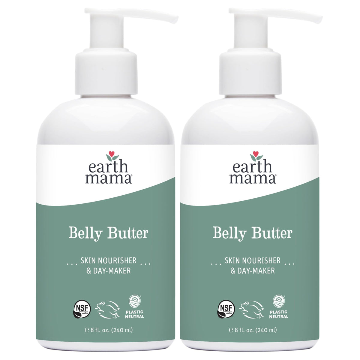 Earth Mama Belly Butter jar closeup shows rich texture for dry skin care.