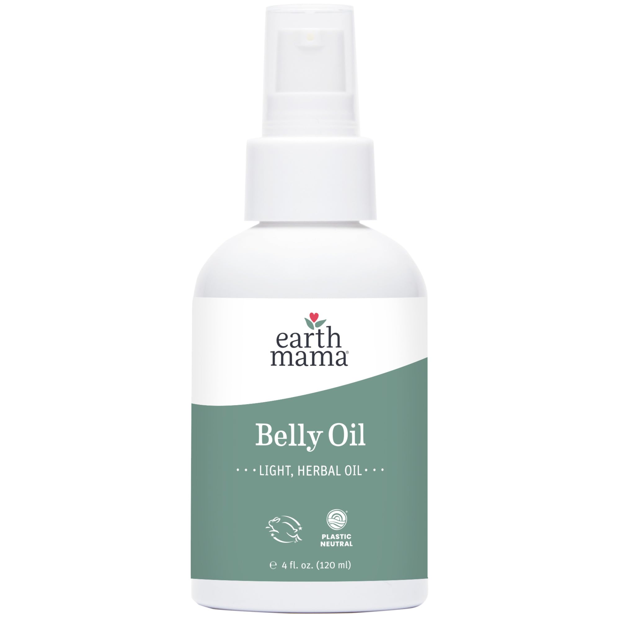 Earth Mama Belly Oil bottle close-up highlighting organic ingredients for pregnancy skin care.