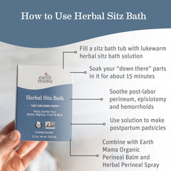 Earth Mama Herbal Sitz Bath brewed solution in a bowl for soothing comfort
