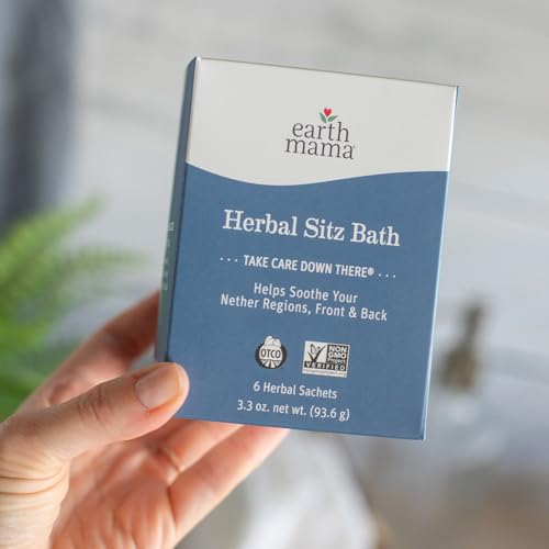 Earth Mama Herbal Sitz Bath instruction card outlines quick 15-minute soak