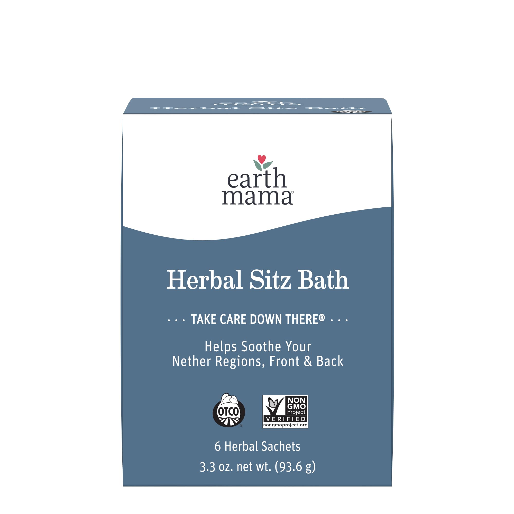 Earth Mama Herbal Sitz Bath packaging showing postpartum care kit for gentle relief