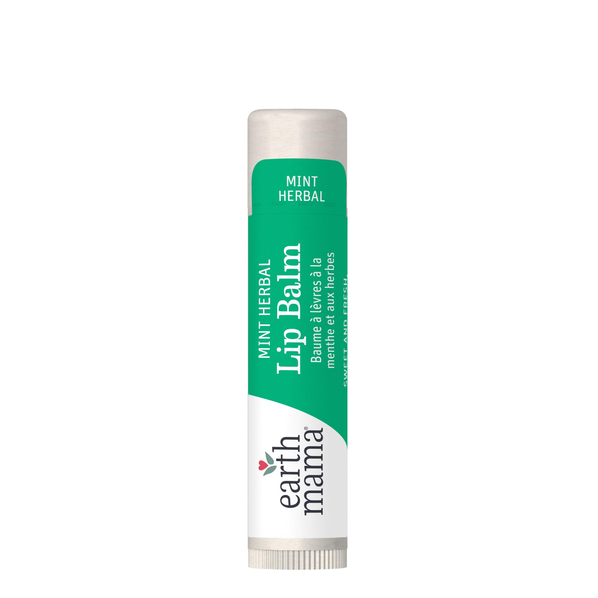Earth Mama lip balm being applied for smooth lip hydration