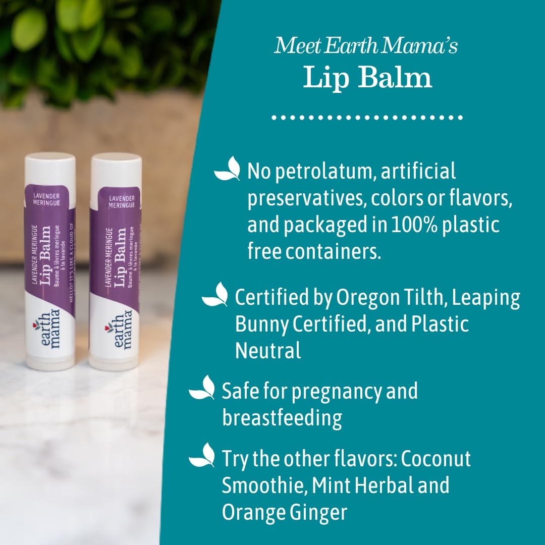 Earth Mama Lip Balm Lavender Meringue close-up showing soft, soothing texture