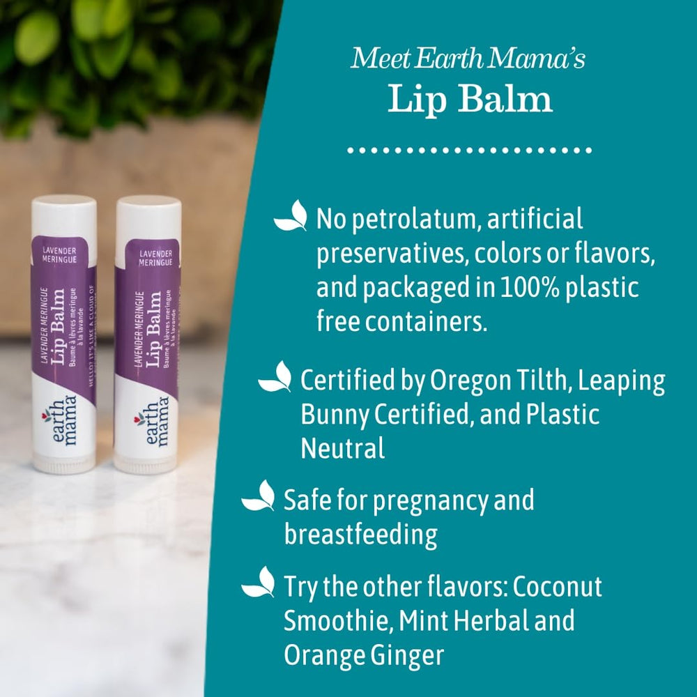 Earth Mama Lip Balm Lavender Meringue close-up showing soft, soothing texture