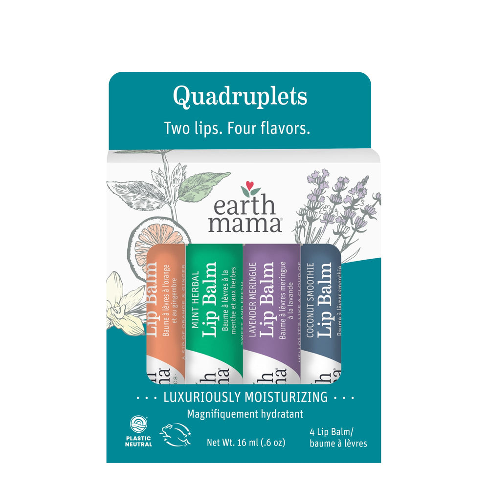 Earth Mama Lip Balm Variety Pack front view for daily lip hydration